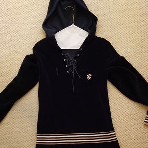 VINTAGE ROCKER FELLA MINI VELOR NAVY HOODIE